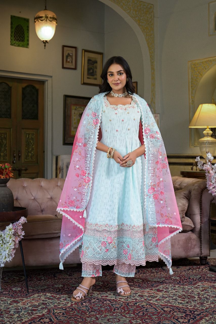 Elara – Blush Bloom Anarkali salwar Suit