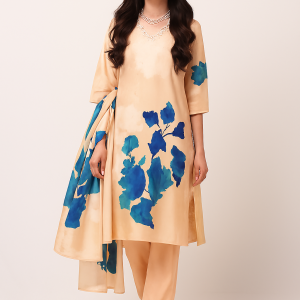 Alternative view of Meher – Peach Bloom Crape Silk Kurta Set